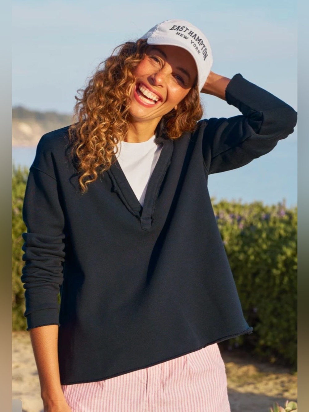 Frank & Eileen Patrick Henley Popover Triple Fleece Navy Medium